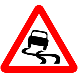 Slippery road surface