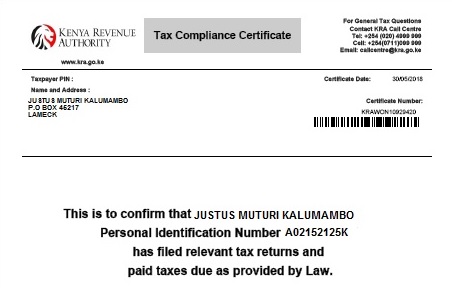 Tax Compliance Certificate