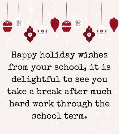 Holiday Message to Students from School