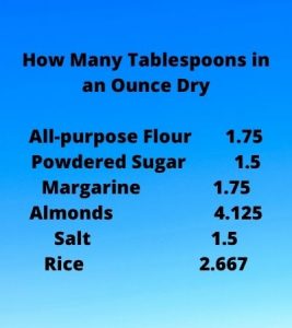 How Many Tablespoons in an Ounce Dry