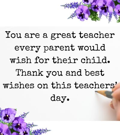 Parents Thank You Notes for Teachers Day