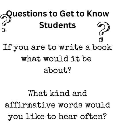 Questions to Get to Know Students
