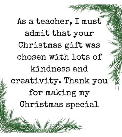 Thank You Notes from Teachers to Students for Christmas Gifts
