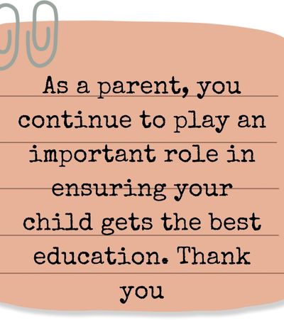 Thank You Notes to Parents from Teachers