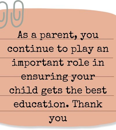 Thank You Notes to Parents from Teachers
