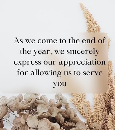 Year End Thank You Message to Customers