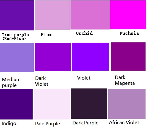 shades of purple names